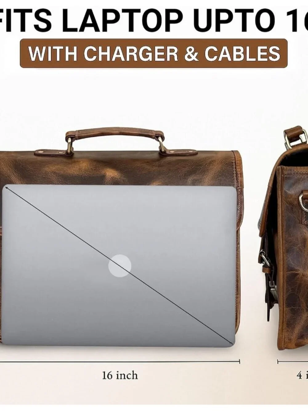 Men's Brown Genuine Leather CrossbodyTravel Adjustable Strap Messenger Hand Bag